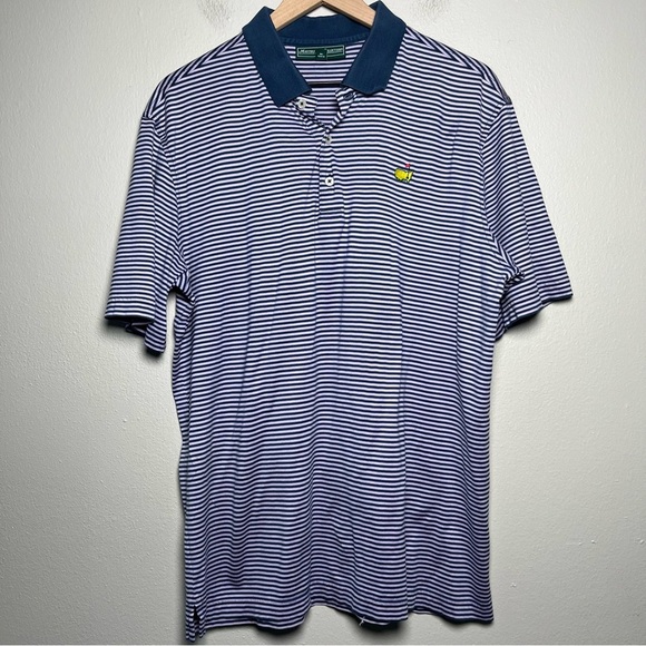 Masters Collection Men Polo Shirt Large Purple Stripe Short Sleeve Performance - Picture 1 of 11